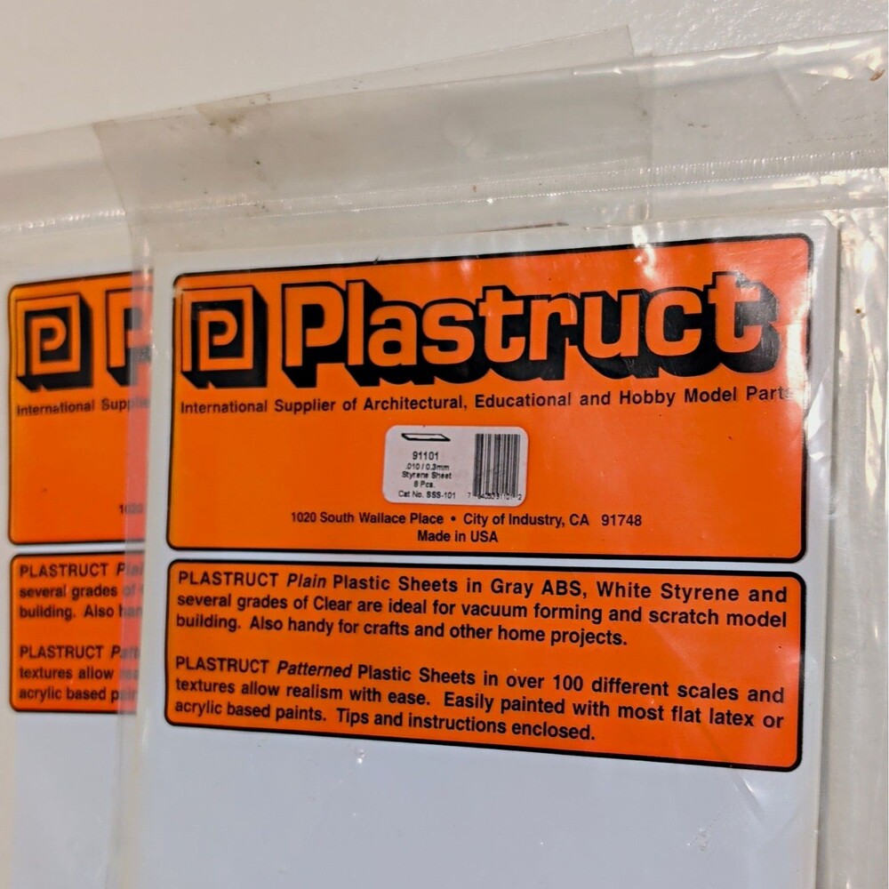 2-Plastruct Plain Styrene Sheet 0.010in (0.3mm) 8 Pcs Modeling SSS-101 9101
